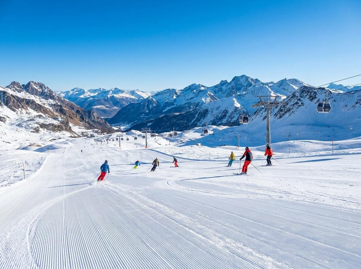 Zonnige piste in het Via Lattea-skigebied
